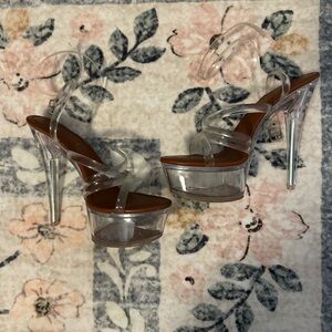 Clear Strappy Platform Heels